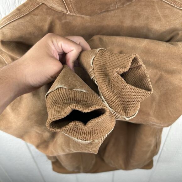 Vintage Quilted Women’s Carhartt Hooded Jacket “Tan” WJ130 BRN Size Large - Picture 5 of 7